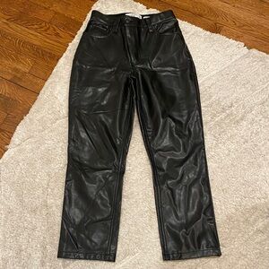 Abercrombie & Fitch Black Faux Leather Straight Leg Pants